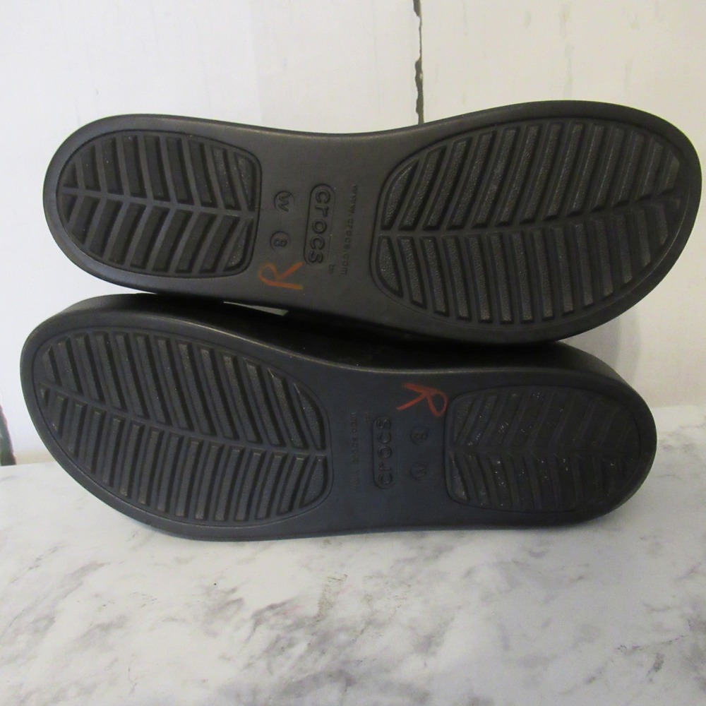 Crocs Sandals 8 Black Brooklyn Woven Low Wedge Platform Croslite - Picture 7 of 7